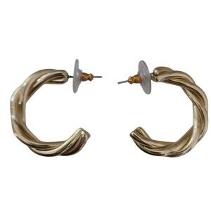 ann taylor loft twisted hoop 1"gold plated earrings
